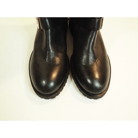 Donald Pliner Vive Black Leather Round Toe Knee High Motorcycle Boots, Size 6 US - Picture 3 of 12